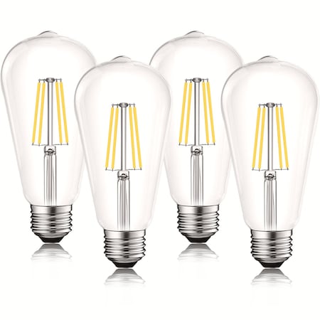 Luxrite ST19 LED Edison Light Bulbs 8W 75W Equivalent 800LM 4000K Cool White Dimmable E26 Base, 4PK LR21652-4PK